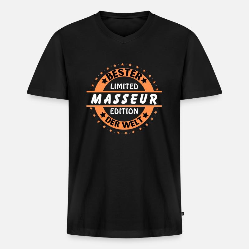Bester Masseur der Welt - Männer Premium Bio T-Shirt mit V-Ausschnitt - Schwarz