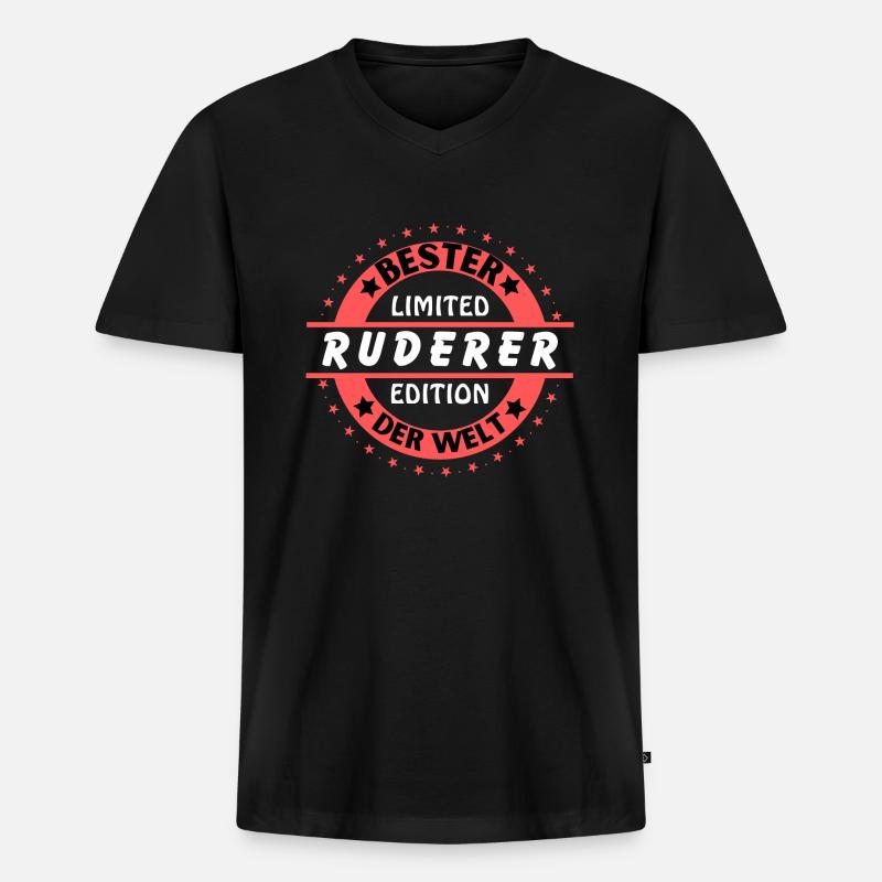 Bester Ruderer der Welt - Männer Premium Bio T-Shirt mit V-Ausschnitt - Schwarz