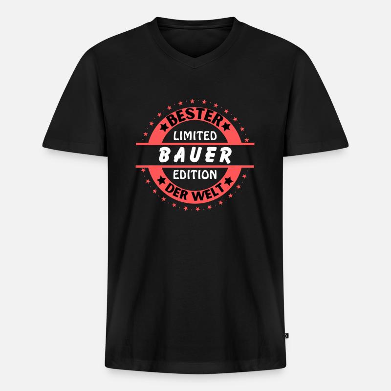 Bester Bauer der Welt - Männer Premium Bio T-Shirt mit V-Ausschnitt - Schwarz