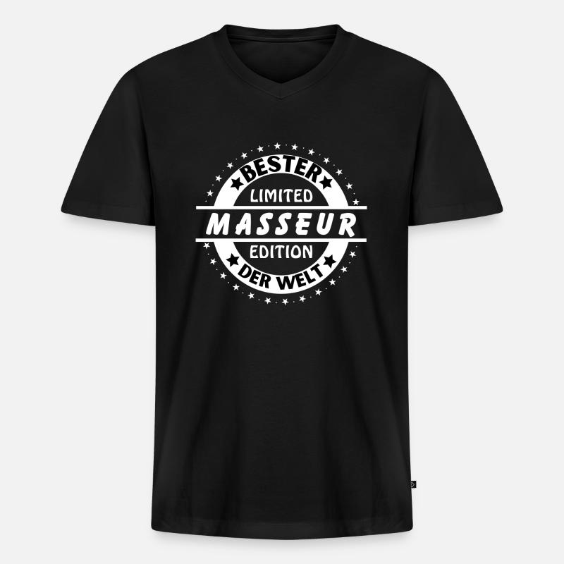 Bester Masseur der Welt - Männer Premium Bio T-Shirt mit V-Ausschnitt - Schwarz