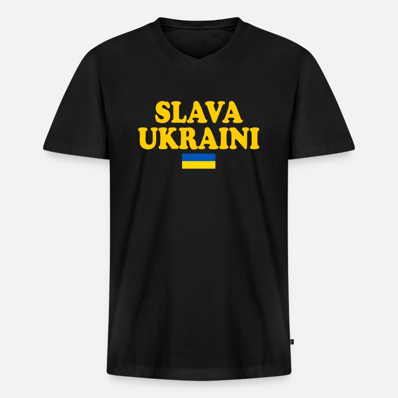 Ukraine - Männer Premium Bio T-Shirt mit V-Ausschnitt - Schwarz