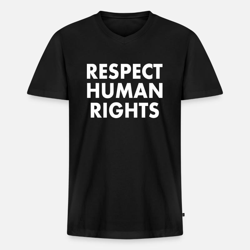 Respect human rights - Männer Premium Bio T-Shirt mit V-Ausschnitt - Schwarz