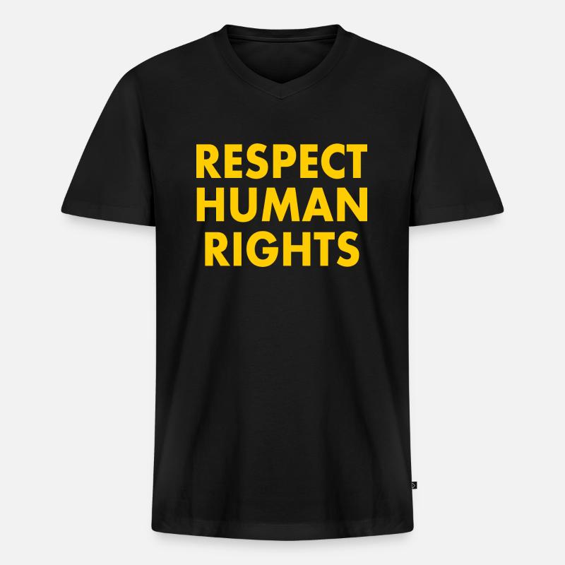 Respect human rights - Männer Premium Bio T-Shirt mit V-Ausschnitt - Schwarz
