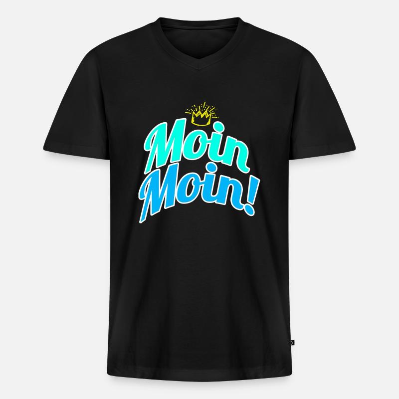 Moin Moin! - Männer Premium Bio T-Shirt mit V-Ausschnitt - Schwarz