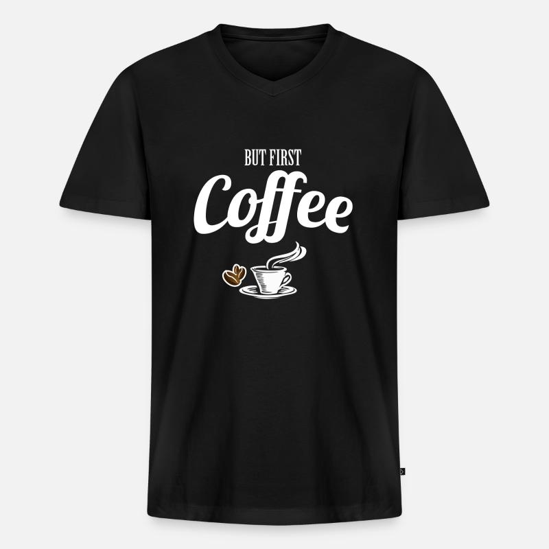 Coffee - Männer Premium Bio T-Shirt mit V-Ausschnitt - Schwarz