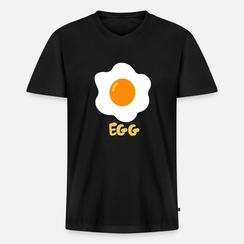 Spiegelei Ei Essen Egg - Männer Premium Bio T-Shirt mit V-Ausschnitt - Schwarz