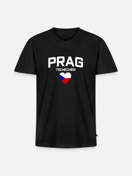 Prague Czech Republic - Men's Premium Organic T-shirt with V-neck - black