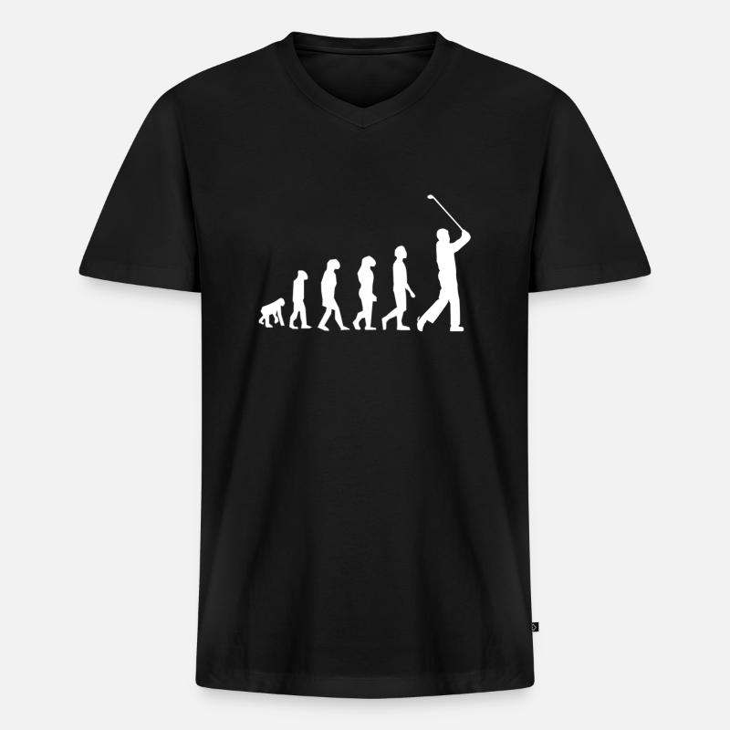 Golf Golfen Evolution - Männer Premium Bio T-Shirt mit V-Ausschnitt - Schwarz