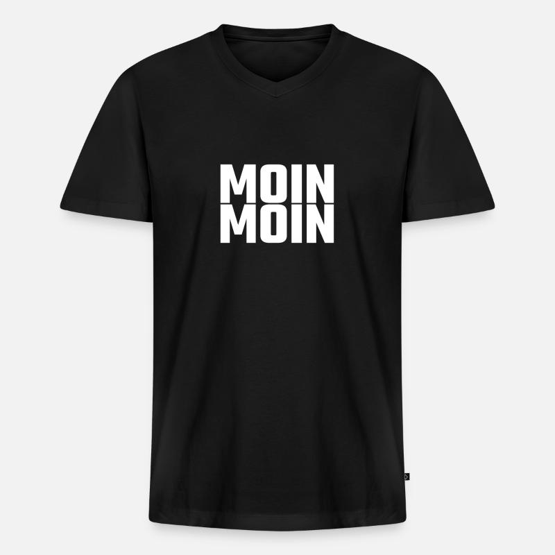 Moin Moin - Männer Premium Bio T-Shirt mit V-Ausschnitt - Schwarz