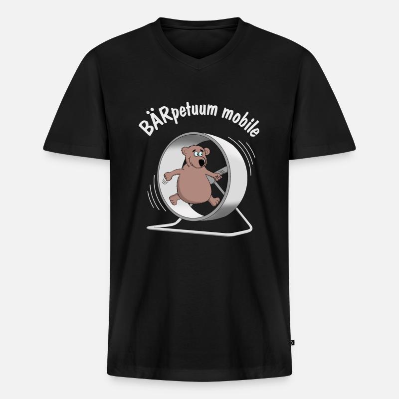 unendlich Energie - Perpetuum Mobile - Männer Premium Bio T-Shirt mit V-Ausschnitt - Schwarz