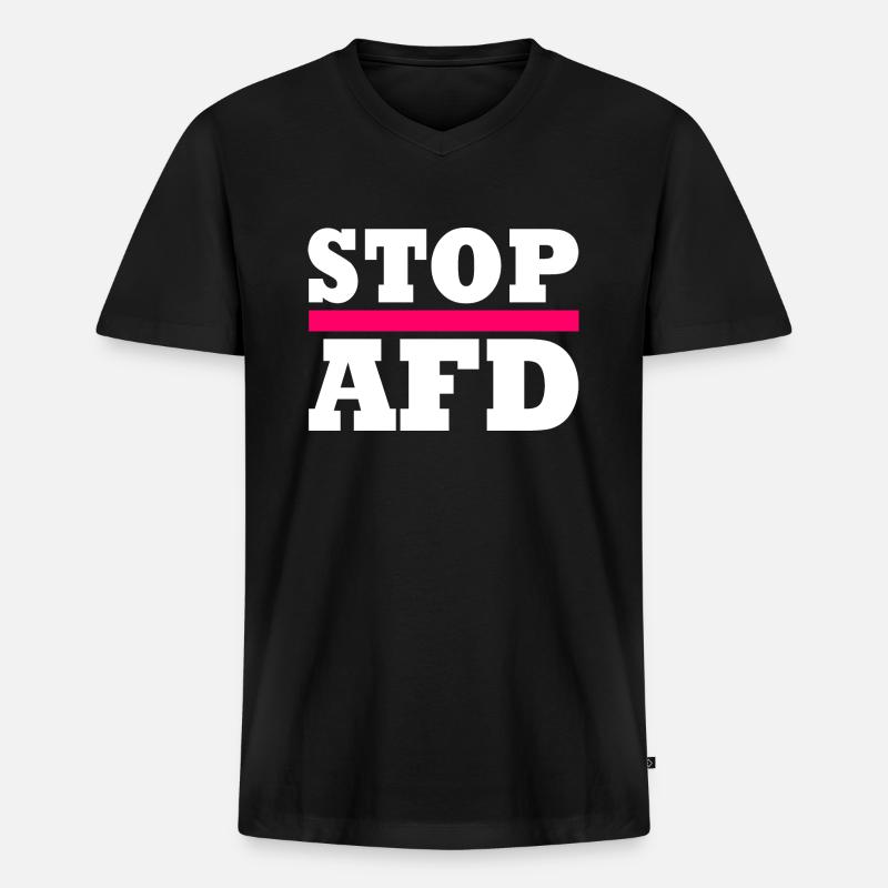Stop afd - Männer Premium Bio T-Shirt mit V-Ausschnitt - Schwarz