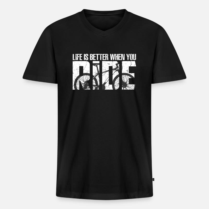 Radfahrer - Männer Premium Bio T-Shirt mit V-Ausschnitt - Schwarz
