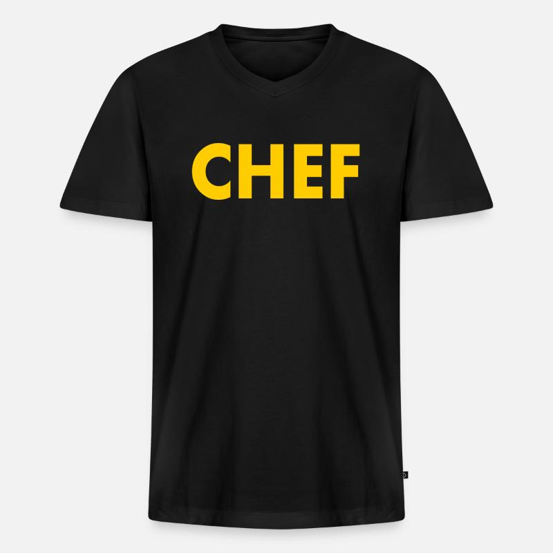 Chef - Männer Premium Bio T-Shirt mit V-Ausschnitt - Schwarz