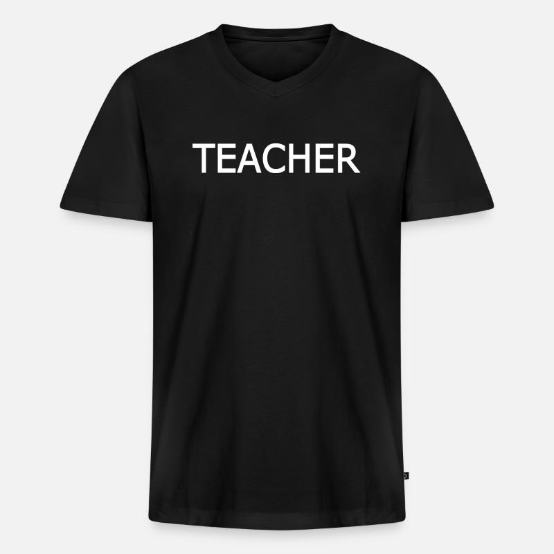Teacher - Männer Premium Bio T-Shirt mit V-Ausschnitt - Schwarz