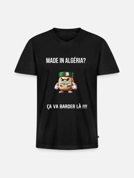 Made in algeria écriture blanche - T-shirt encolure en V Premium bio Homme - noir