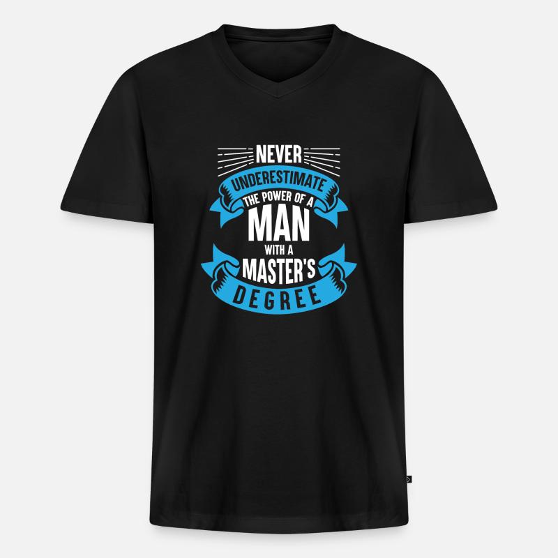 Mann Master Abschluss Geschenk Shirt - Männer Premium Bio T-Shirt mit V-Ausschnitt - Schwarz