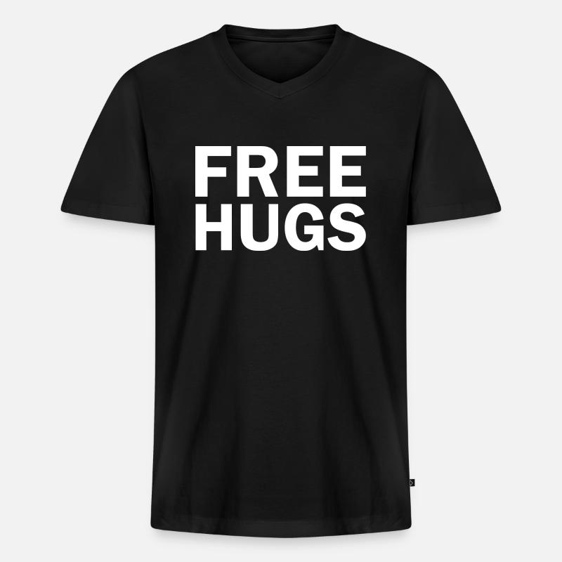 Free hugs - Männer Premium Bio T-Shirt mit V-Ausschnitt - Schwarz