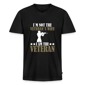 Veteran Frau US Army Mädchen - Männer Premium Bio T-Shirt mit V-Ausschnitt - Schwarz - Vorne - Nico (187cm)