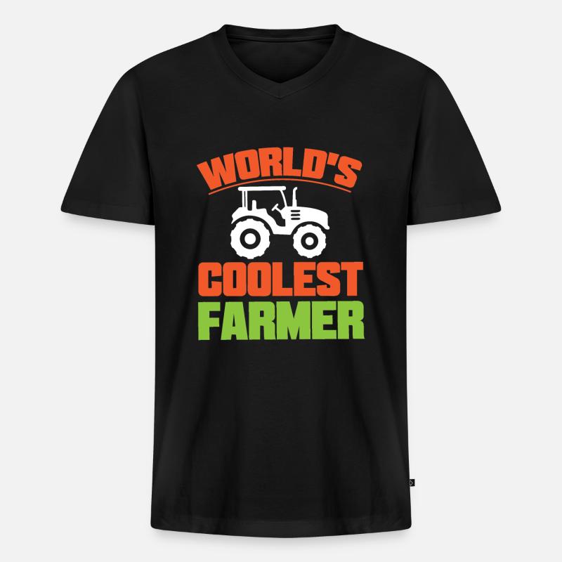Der Coolste Bauer Der Welt - Männer Premium Bio T-Shirt mit V-Ausschnitt - Schwarz