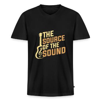Die Quelle Des Klangs - Männer Premium Bio T-Shirt mit V-Ausschnitt - Schwarz - Vorne - Nico (187cm)