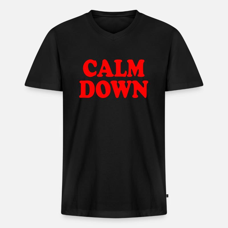 Calm down - Männer Premium Bio T-Shirt mit V-Ausschnitt - Schwarz