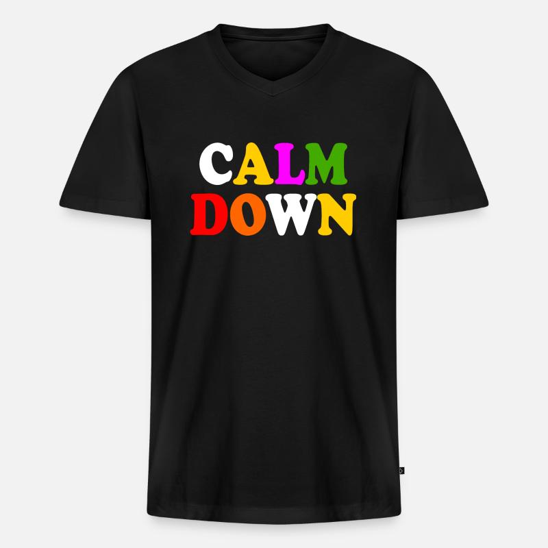 Calm down - Männer Premium Bio T-Shirt mit V-Ausschnitt - Schwarz
