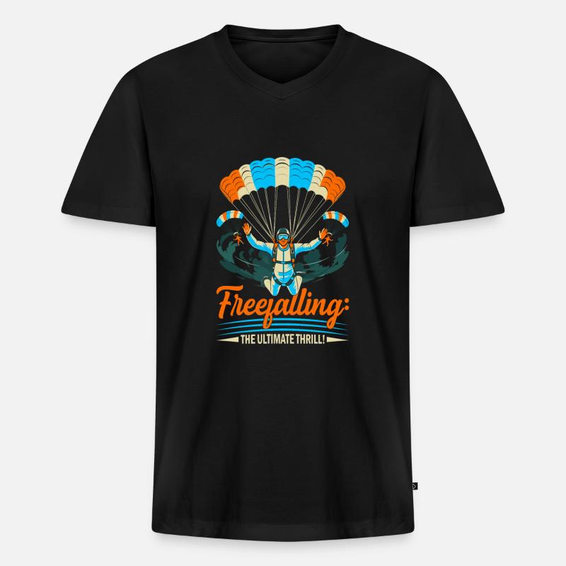 Freier Fall: der ultimative Nervenkitzel! - Männer Premium Bio T-Shirt mit V-Ausschnitt - Schwarz