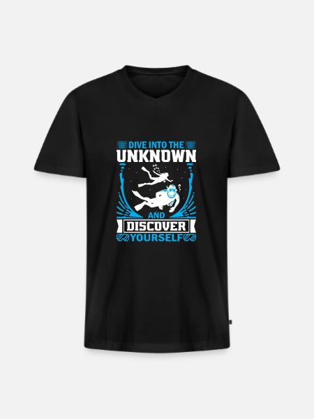 Plongez dans l’inconnu et découvrez-vous. - T-shirt encolure en V Premium bio Homme - noir