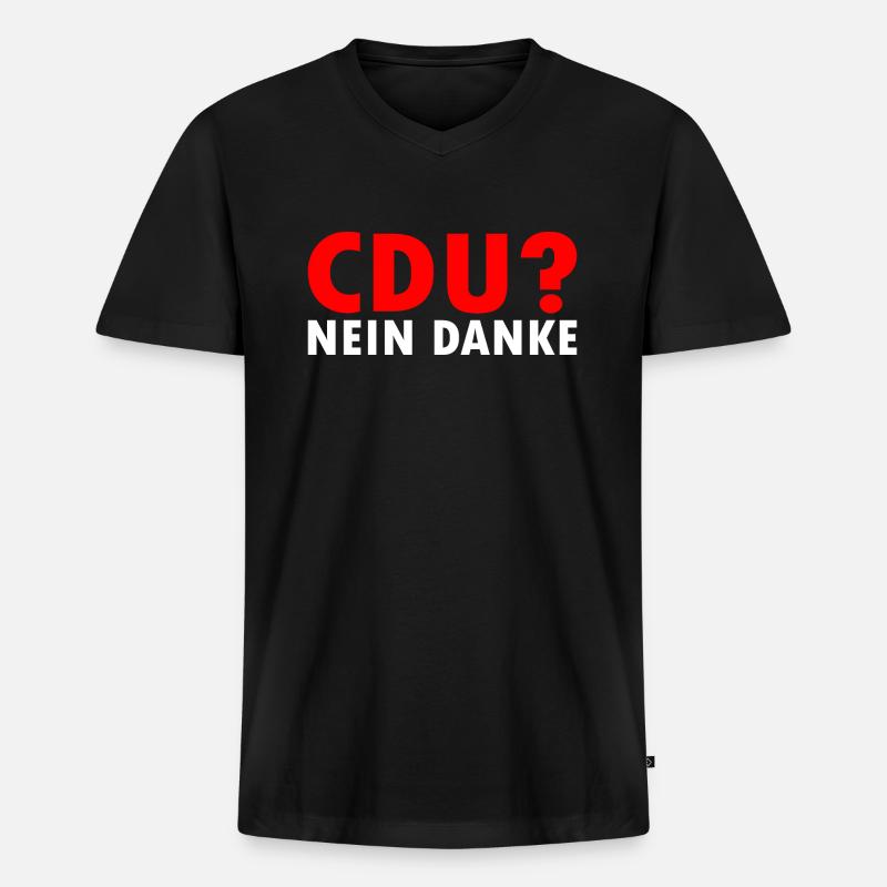 Cdu - Männer Premium Bio T-Shirt mit V-Ausschnitt - Schwarz