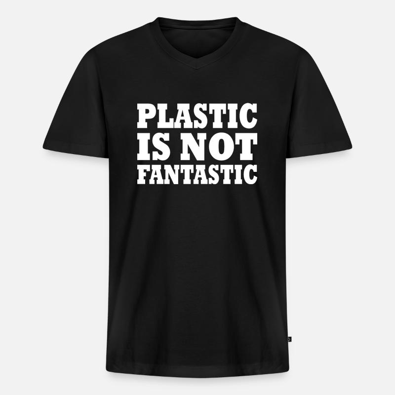 Plastic is not fantastic - Männer Premium Bio T-Shirt mit V-Ausschnitt - Schwarz