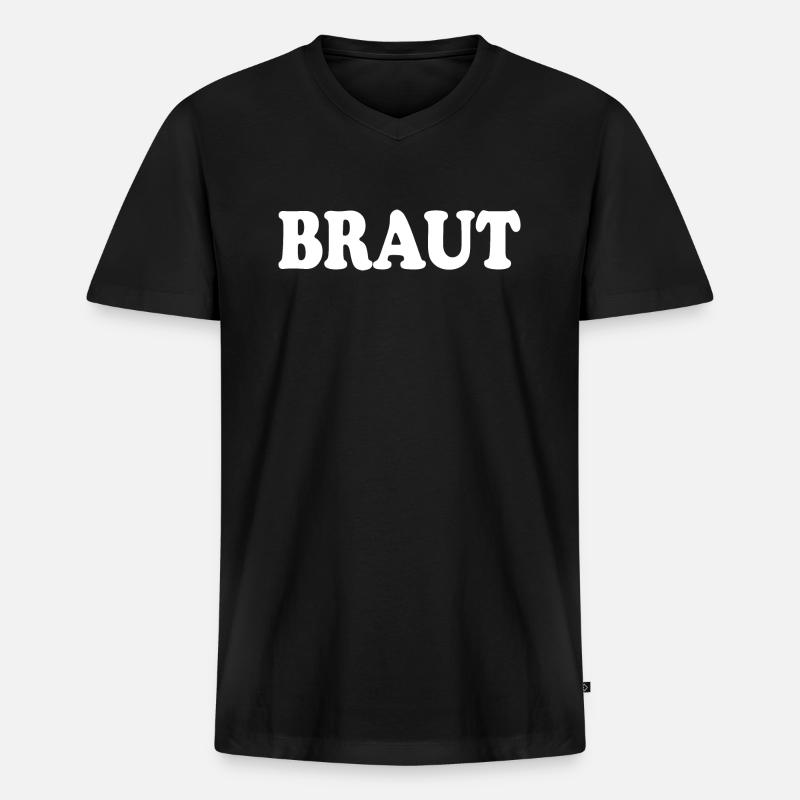 Braut - Männer Premium Bio T-Shirt mit V-Ausschnitt - Schwarz