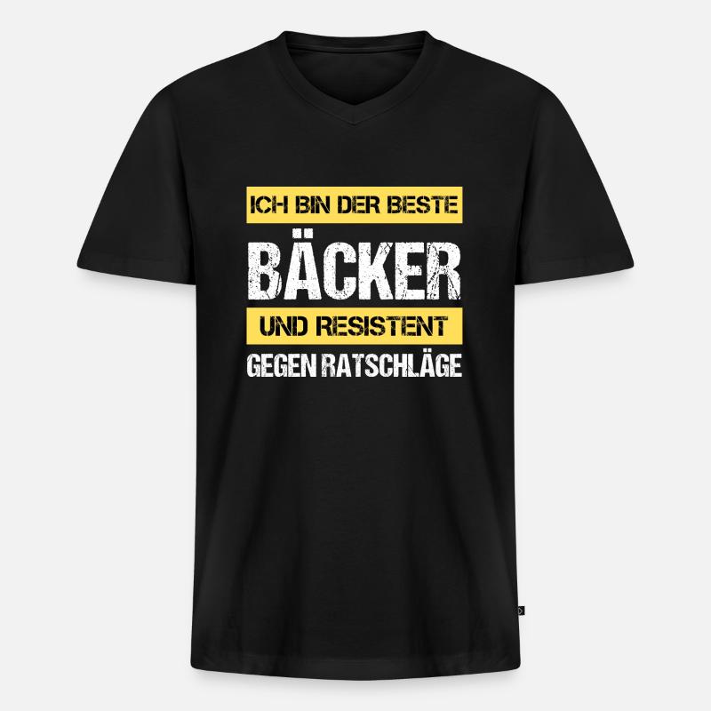 Resistenter Bäcker - Männer Premium Bio T-Shirt mit V-Ausschnitt - Schwarz