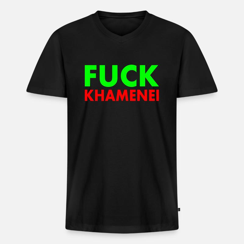 Fuck khamenei Chamenei - iran - Männer Premium Bio T-Shirt mit V-Ausschnitt - Schwarz
