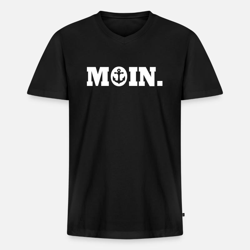 Moin - Männer Premium Bio T-Shirt mit V-Ausschnitt - Schwarz