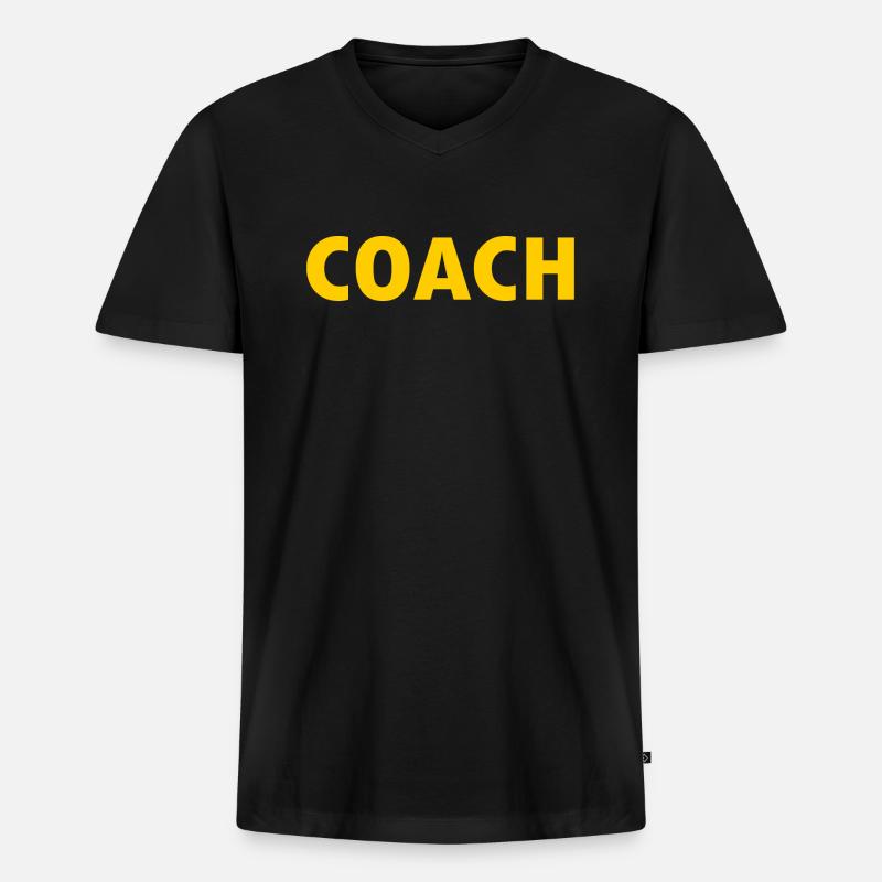 Coach - Männer Premium Bio T-Shirt mit V-Ausschnitt - Schwarz