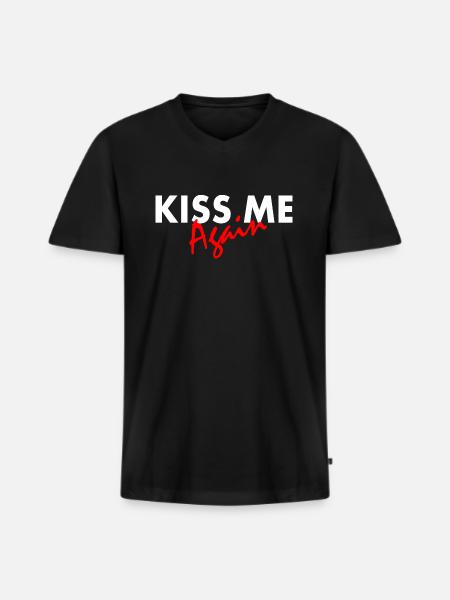 Kiss me again - Men's Premium Organic T-shirt with V-neck - black