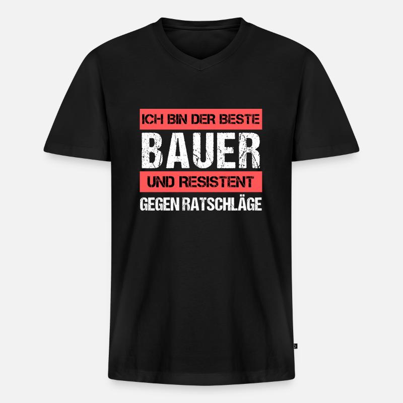 Resistenter Bauer - Männer Premium Bio T-Shirt mit V-Ausschnitt - Schwarz