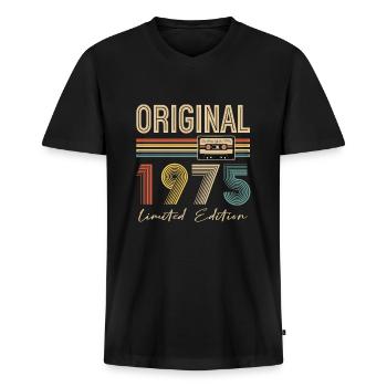50th Birthday Original 1975 50 Years Old Gift - Men's Premium Organic T-shirt with V-neck - black - Front - Nico (187cm)