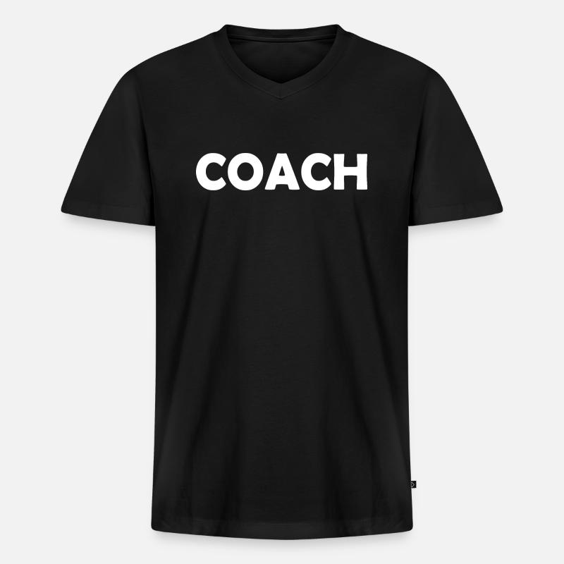 Coach - Männer Premium Bio T-Shirt mit V-Ausschnitt - Schwarz