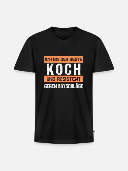 Cuisson résistante - T-shirt encolure en V Premium bio Homme - noir