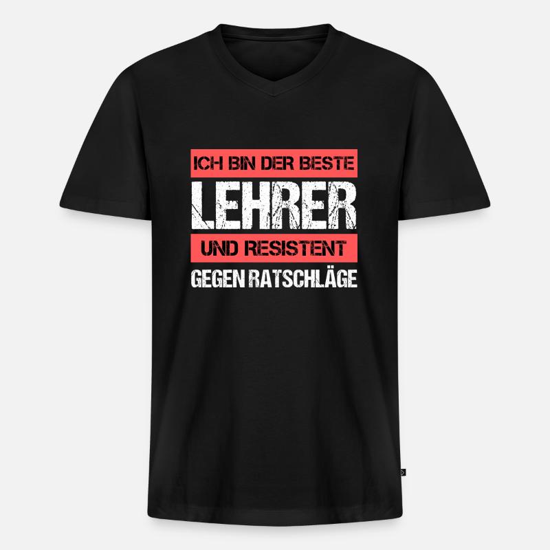 Resistenter Lehrer - Männer Premium Bio T-Shirt mit V-Ausschnitt - Schwarz