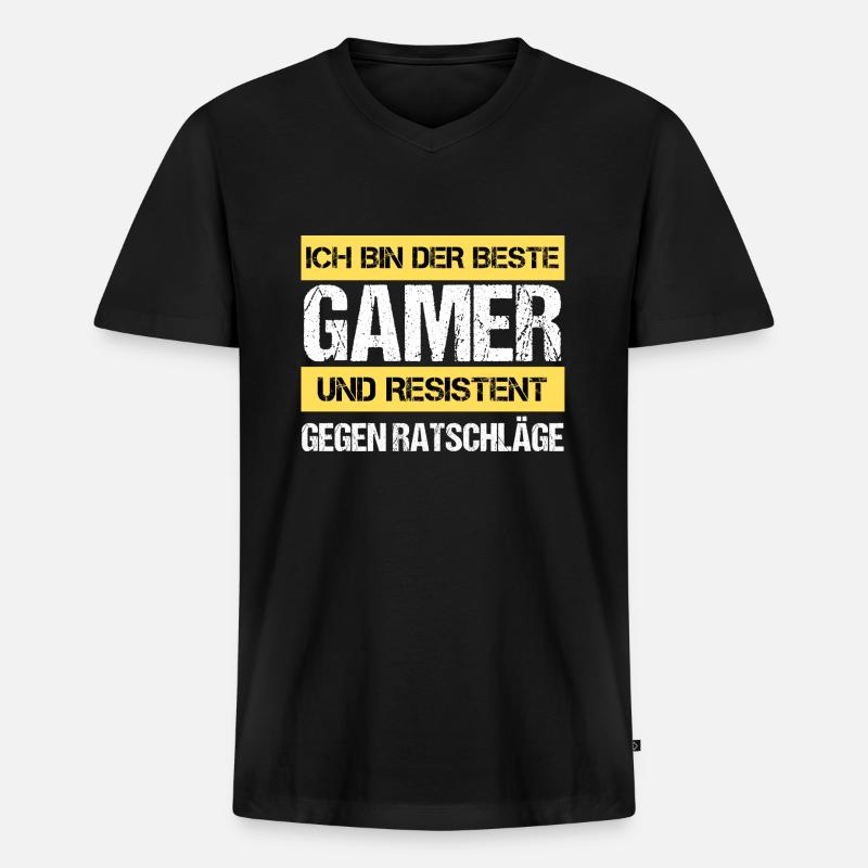 Resistenter Gamer - Männer Premium Bio T-Shirt mit V-Ausschnitt - Schwarz