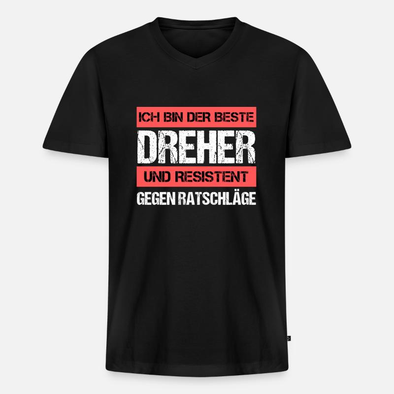 Resistenter Dreher - Männer Premium Bio T-Shirt mit V-Ausschnitt - Schwarz