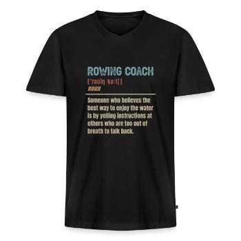 Définition de l’entraîneur d’aviron Rameurs - T-shirt encolure en V Premium bio Homme - noir - Devant - Nico (187cm)