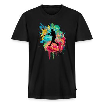 Baseball Homerun Softball Strike. - Männer Premium Bio T-Shirt mit V-Ausschnitt - Schwarz - Vorne - Nico (187cm)
