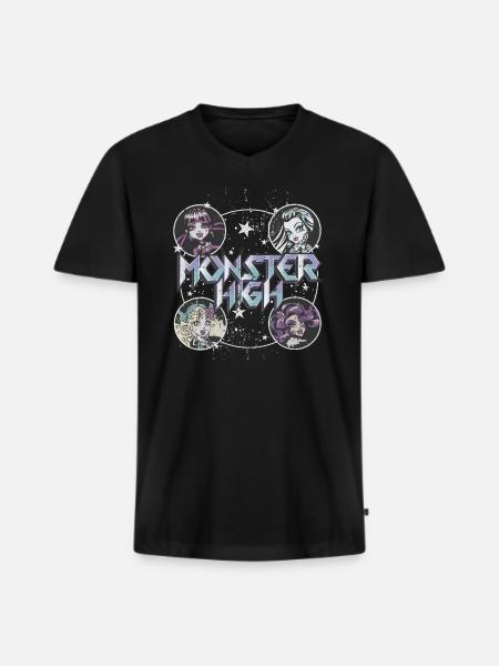 Monster High™ Draculaura, Frankie Stein & Friends - Maglietta ecologica premium da uomo con scollo a V - nero