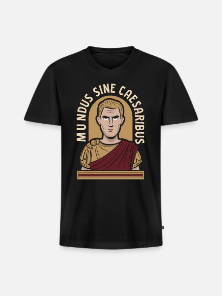 Mundus Sine Caesaribus Quote Latin - Men's Premium Organic T-shirt with V-neck - black
