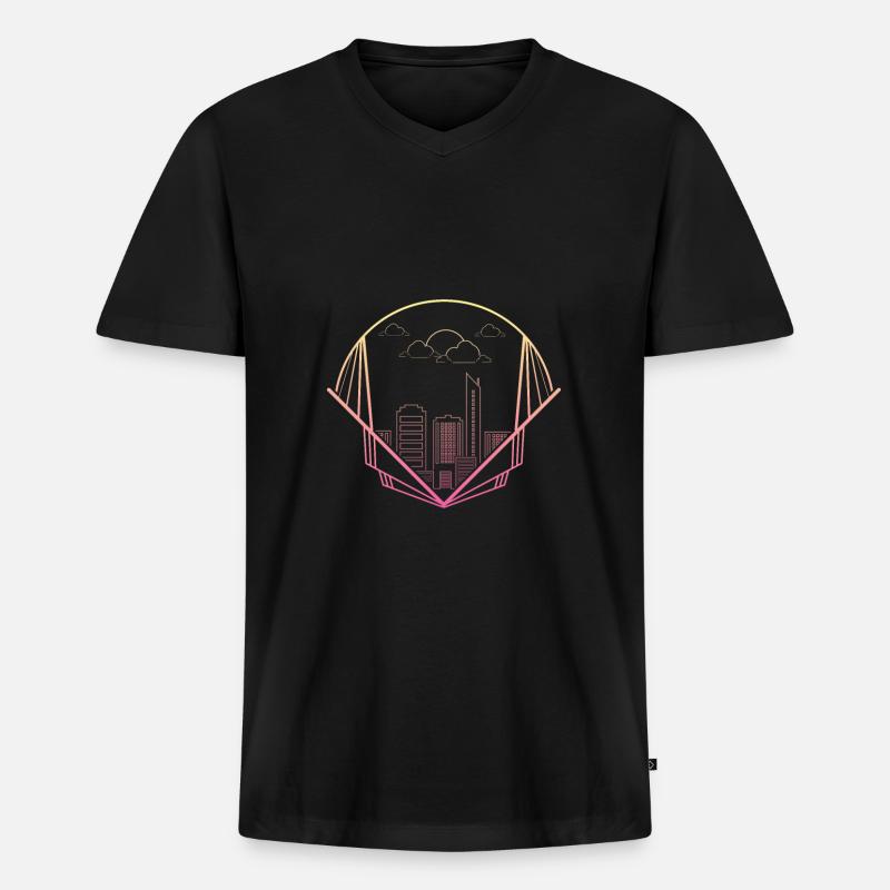 skyline - Männer Premium Bio T-Shirt mit V-Ausschnitt - Schwarz