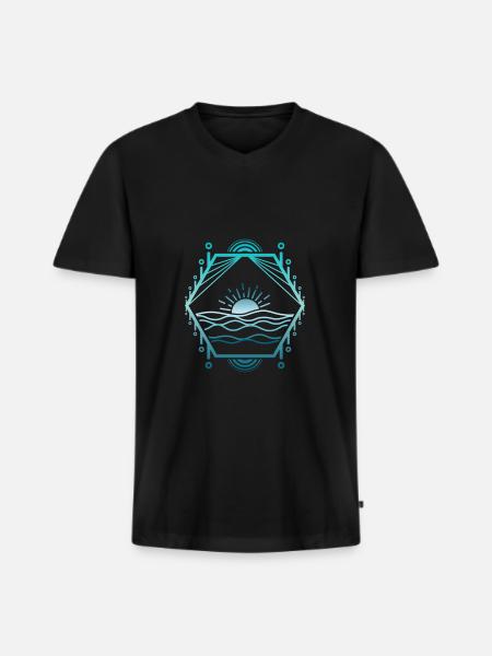Sea lines - Men's Premium Organic T-shirt with V-neck - black