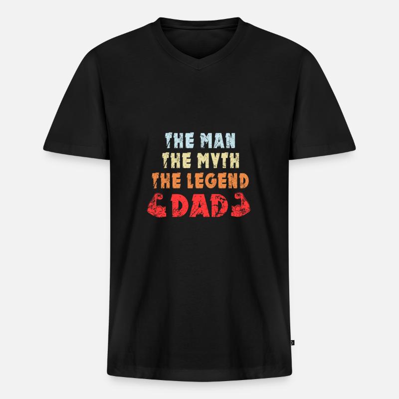 Papa helden design - Männer Premium Bio T-Shirt mit V-Ausschnitt - Schwarz